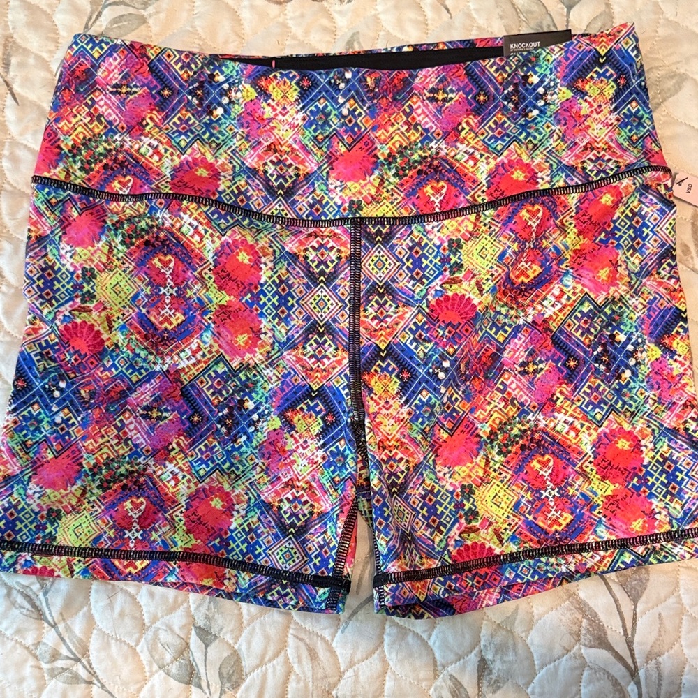 Victoria's Secret Neon Multicolor Geometric Floral Bike Shorts